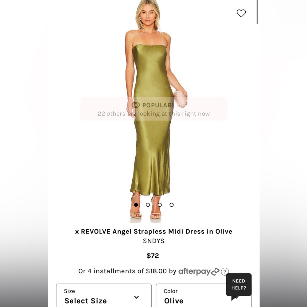 Strapless Green SNDYs dress. Size: 8